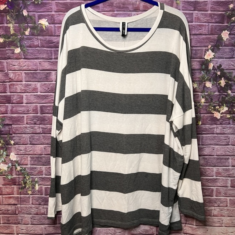 Glitzy Girl Grey Striped Tunic